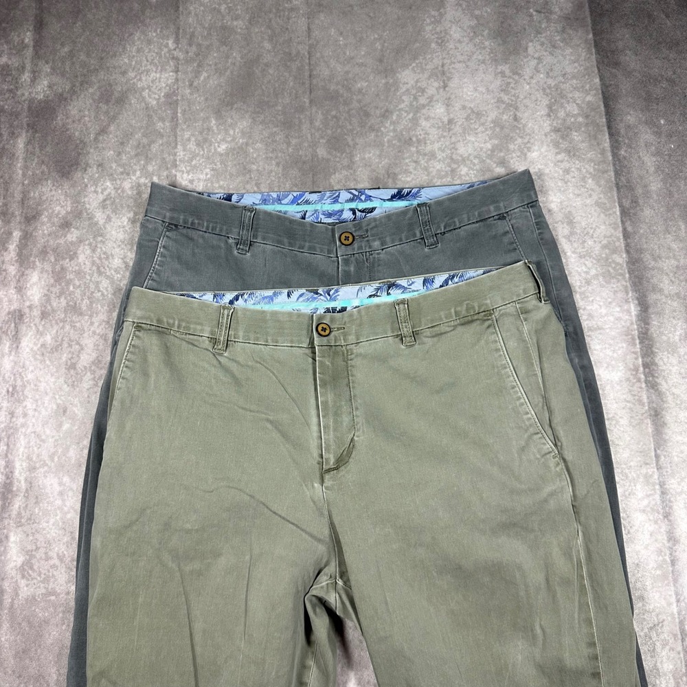 Tommy Bahama Boracay Chino Pants Bundle Mens 36x30 Grey Olive Green Stretch